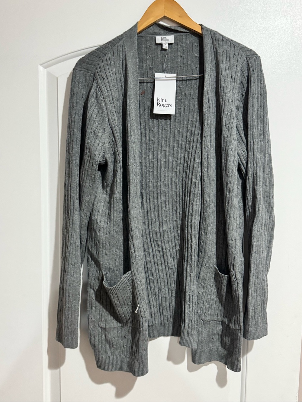 Nwts Kim Rogers Grey Sweater Cardigan Sz Large